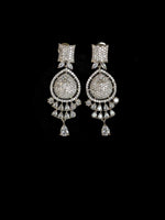 Load image into Gallery viewer, These are silver plated american diamond statement earrings for weddings and parties.
