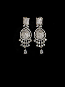 These are silver plated american diamond statement earrings for weddings and parties.