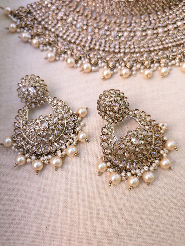 Champagne Jhumka Tikka Set