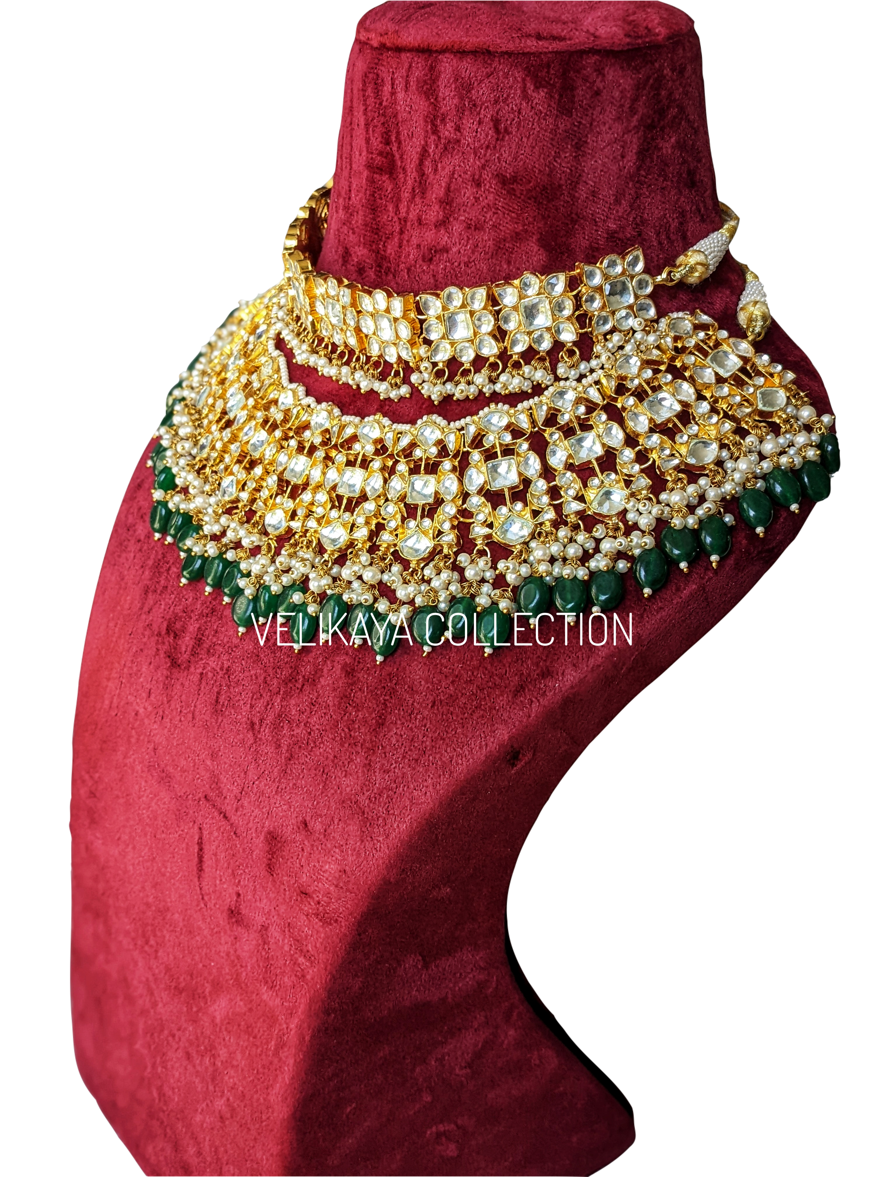 Pachi Kundan Choker Necklace with Jhumkas & Mathapatti