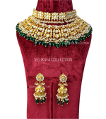 Load image into Gallery viewer, Pachi Kundan Choker Necklace with Jhumkas &amp; Mathapatti
