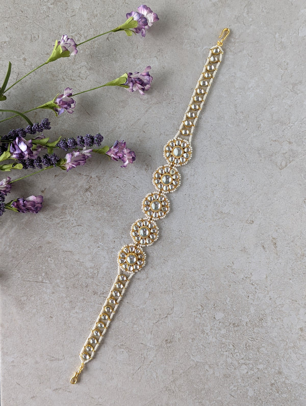 Maha Premium Gold Plated Pachi Kundan Headband or Sheeshphool