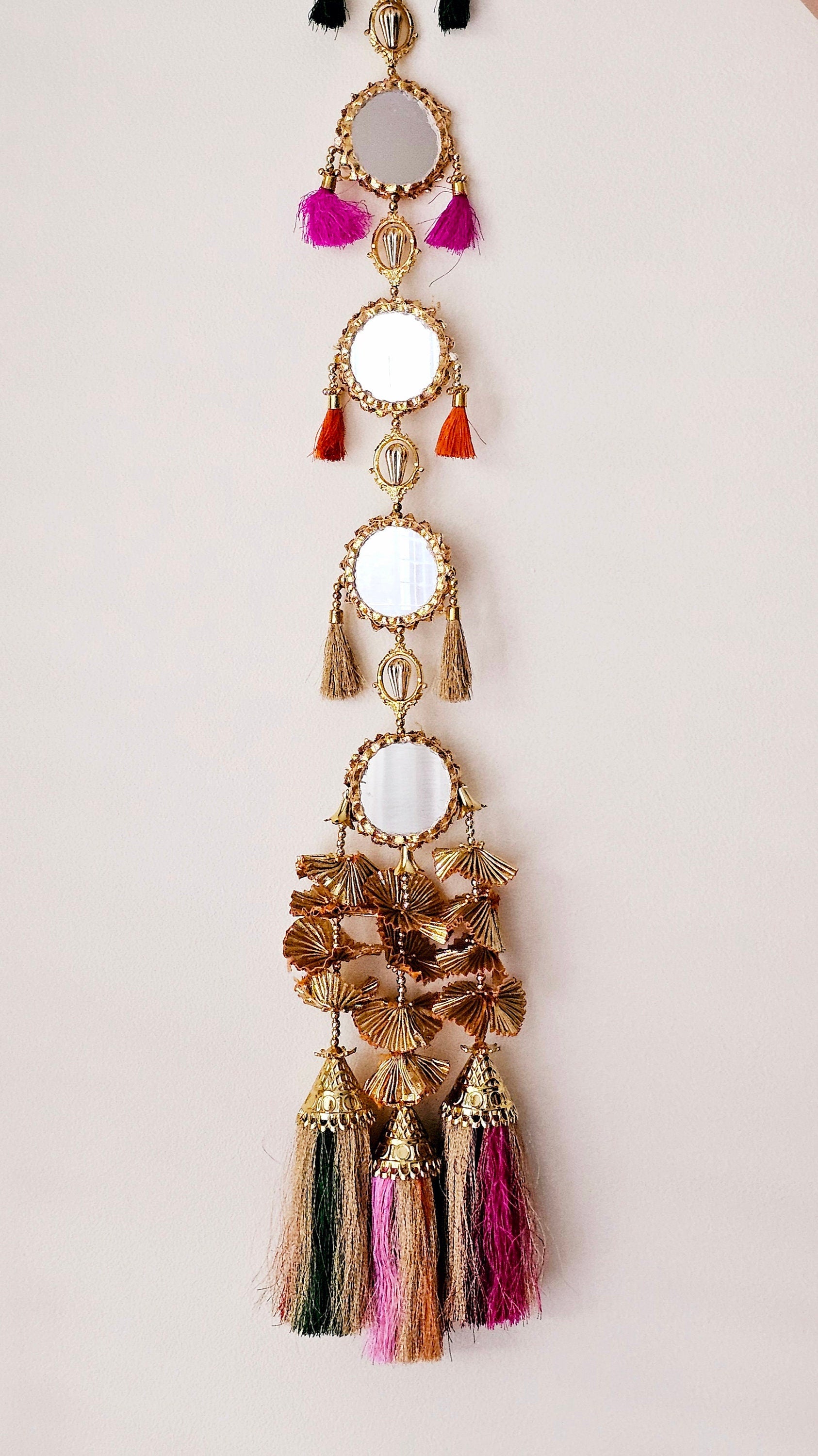 Traditional tassels & mirror paranda with intricate beadwork. A stunning hair accessory designed for Punjabi weddings and cultural celebrations.