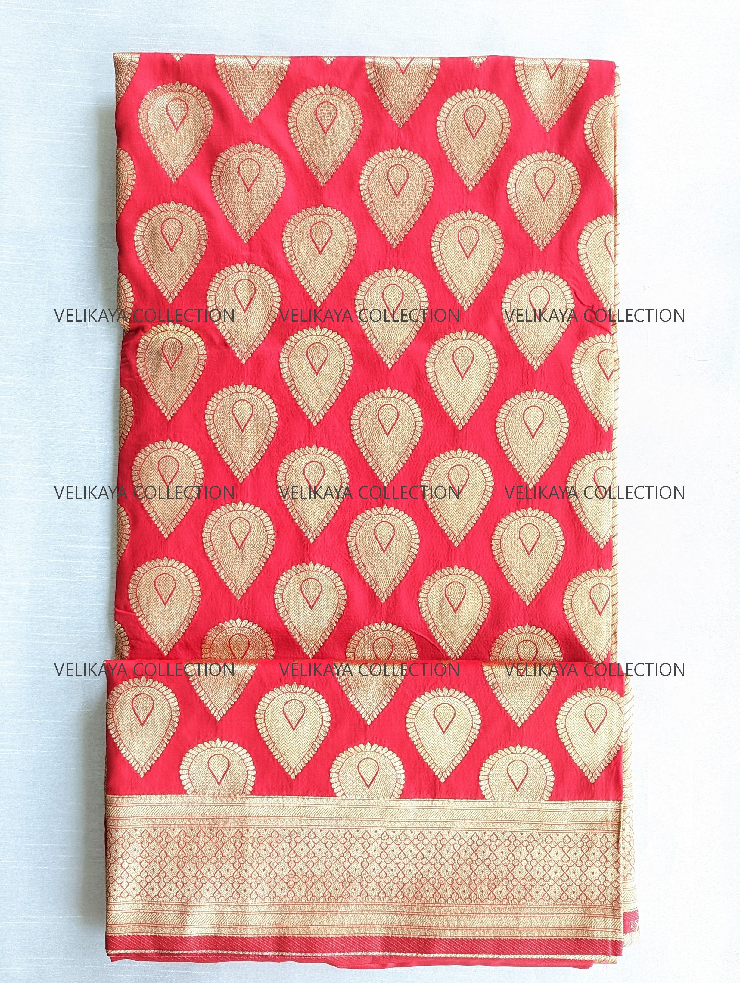 Red & Gold Banarasi Saree with Blouse