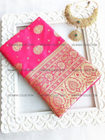 Load image into Gallery viewer, Pink Silk Saree with Gold Border
