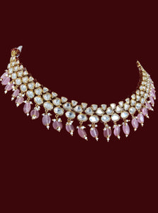 Amira Kundan Choker Necklace & Jhumka in Pink