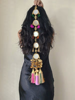 Load image into Gallery viewer, Traditional tassels &amp; mirror paranda with intricate beadwork. A stunning hair accessory designed for Punjabi weddings and cultural celebrations.
