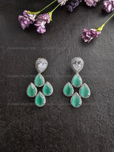 Tear Drop CZ Earrings in Mint