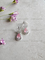 Load image into Gallery viewer, Pink &amp; Silver Leaf Earrings
