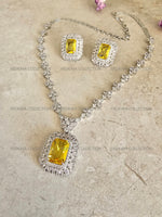 Load image into Gallery viewer, Helena CZ Diamond Yellow Pendant Necklace Set
