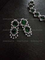 Load image into Gallery viewer, Victorian Emerald Halo Necklace &amp; Earrings Set
