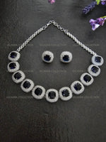 Load image into Gallery viewer, Milleni Sapphire Blue CZ Diamond Necklace Set
