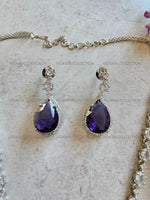 Load image into Gallery viewer, Mila Purple Pendant CZ Diamond Necklace Set
