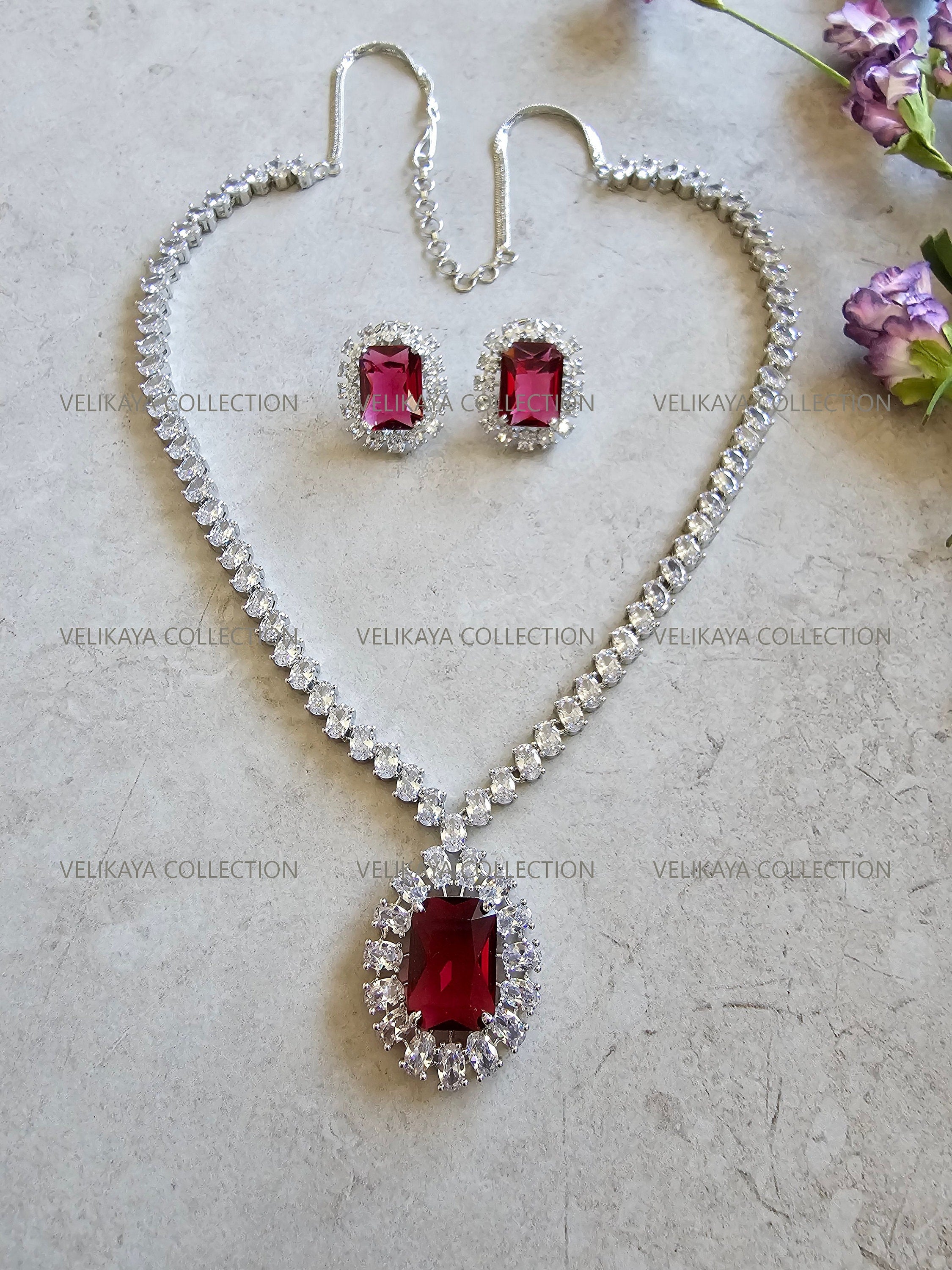 Inaya Ruby Pendant Necklace & Earrings