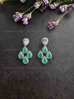 Load image into Gallery viewer, Tear Drop CZ Earrings in Mint
