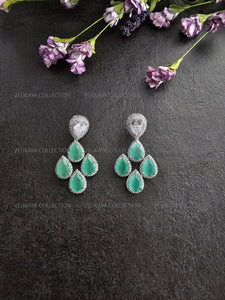 Tear Drop CZ Earrings in Mint