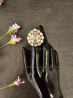 Load image into Gallery viewer, Meenakari Kundan Ring - Ruby White
