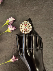 Meenakari Kundan Ring - Ruby White