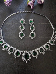 Victoria Emerald Green CZ Diamond Necklace Set