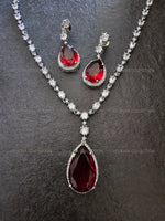 Load image into Gallery viewer, Mila Red Pendant CZ Diamond Necklace Set
