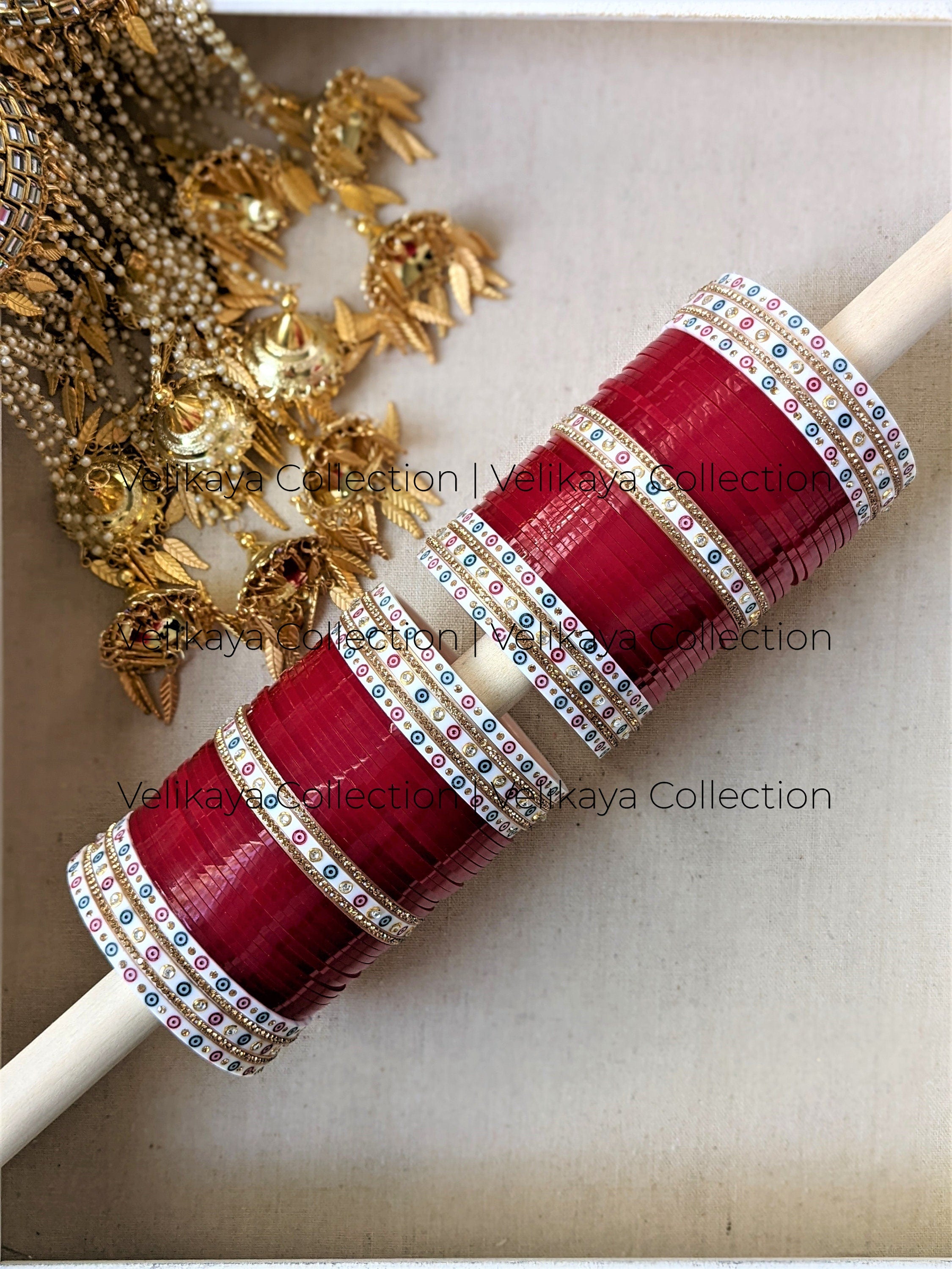 Traditional Red and White Punjabi Chooda