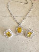 Load image into Gallery viewer, Helena CZ Diamond Yellow Pendant Necklace Set
