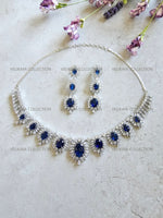 Load image into Gallery viewer, Victoria Sapphire Blue CZ Diamond Necklace Set
