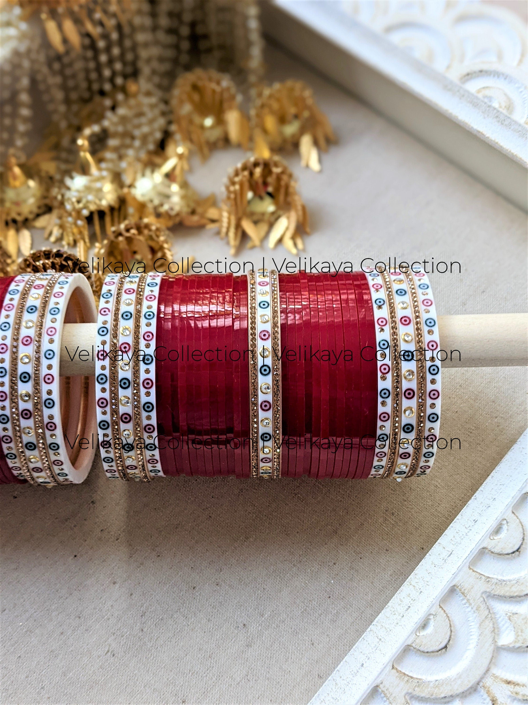 Traditional Red and White Punjabi Chooda