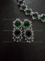 Load image into Gallery viewer, Victorian Emerald Halo Necklace &amp; Earrings Set
