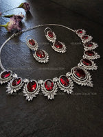 Load image into Gallery viewer, Victorian Ruby Oval Halo Necklace &amp; Earrings
