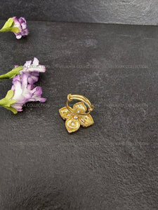Pink Flower Kundan Ring