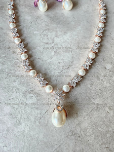 Victorian Pearl Necklace & Earrings Set