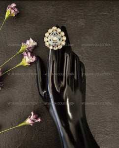 Meenakari Kundan Ring  - Blue