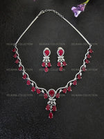 Load image into Gallery viewer, Royal Ruby Red CZ Diamond Necklace Set
