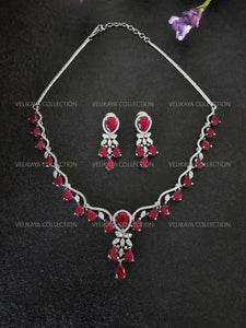 Royal Ruby Red CZ Diamond Necklace Set