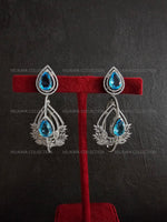 Load image into Gallery viewer, Hanging Hoop Earrings In Aqua Blue
