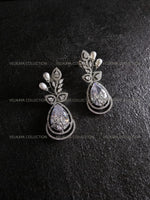 Load image into Gallery viewer, Silver Leaf Earrings with Clear AD Stones
