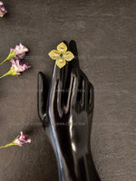 Load image into Gallery viewer, Green Flower Kundan Ring
