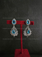 Load image into Gallery viewer, Hanging Hoop Earrings In Aqua Blue
