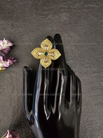 Load image into Gallery viewer, Green Flower Kundan Ring

