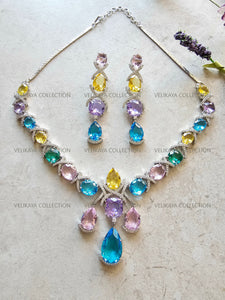 Rainbow Crystal Necklace & Earrings