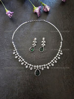 Load image into Gallery viewer, Sophia Green CZ Diamond Necklace Set
