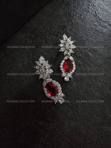 Ruby CZ Diamond Necklace Set