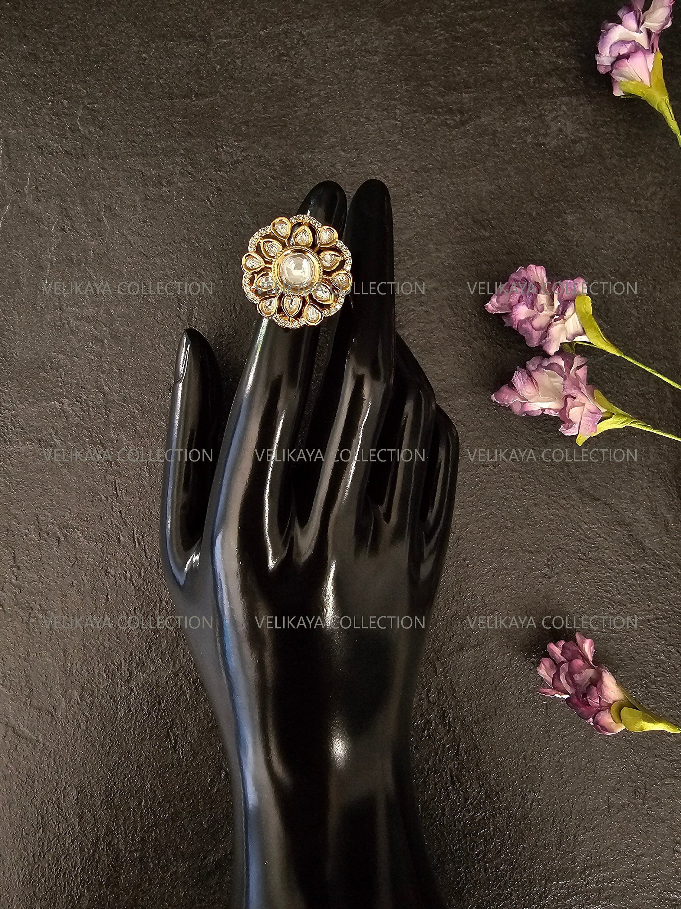 Gold Kundan AD Rings