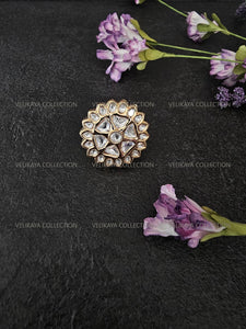 Gold Star Kundan Ring