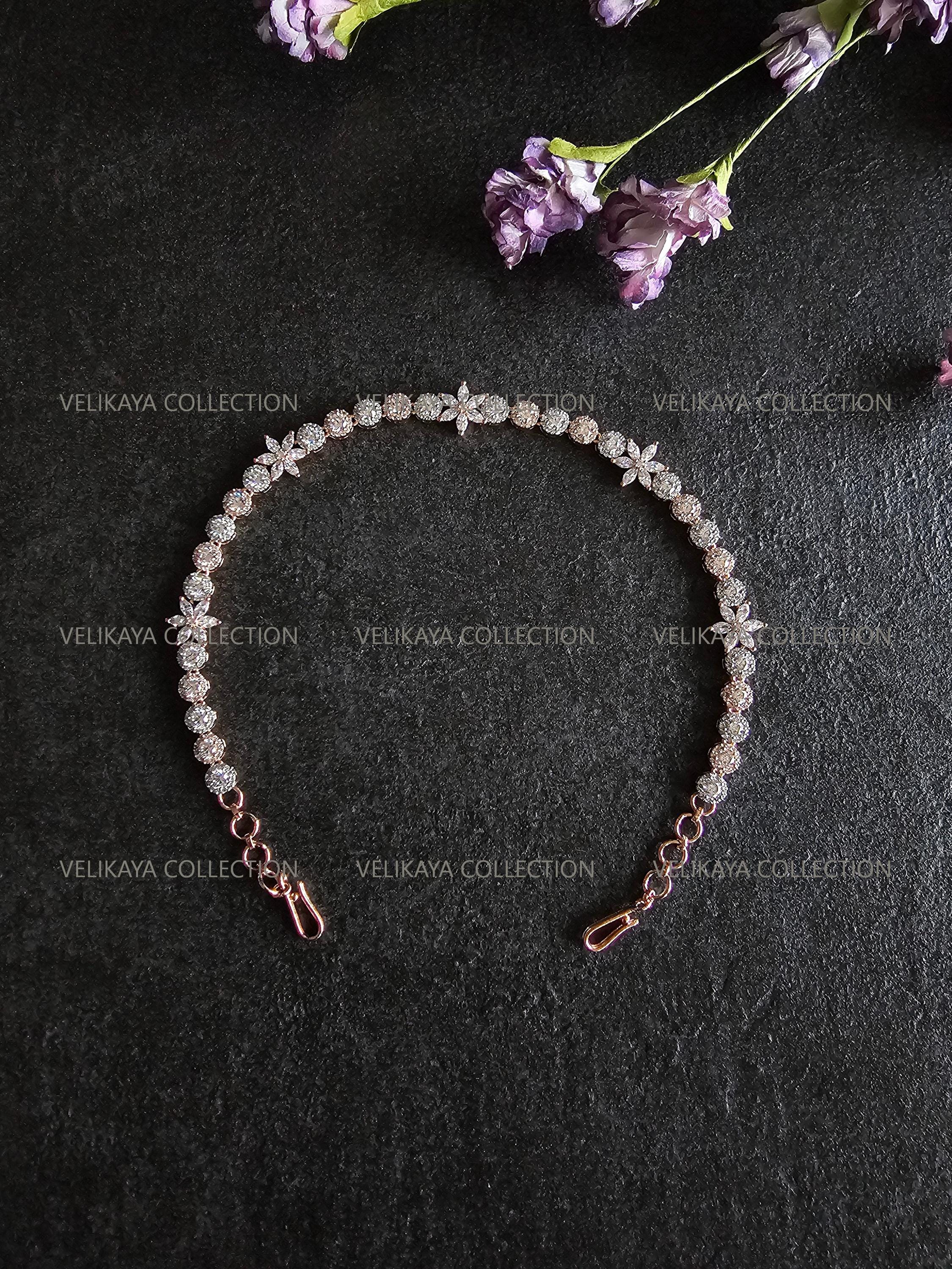 Indian Hair Jewelry Rose Gold CZ Diamond Headband