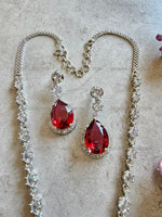 Load image into Gallery viewer, Mila Red Pendant CZ Diamond Necklace Set
