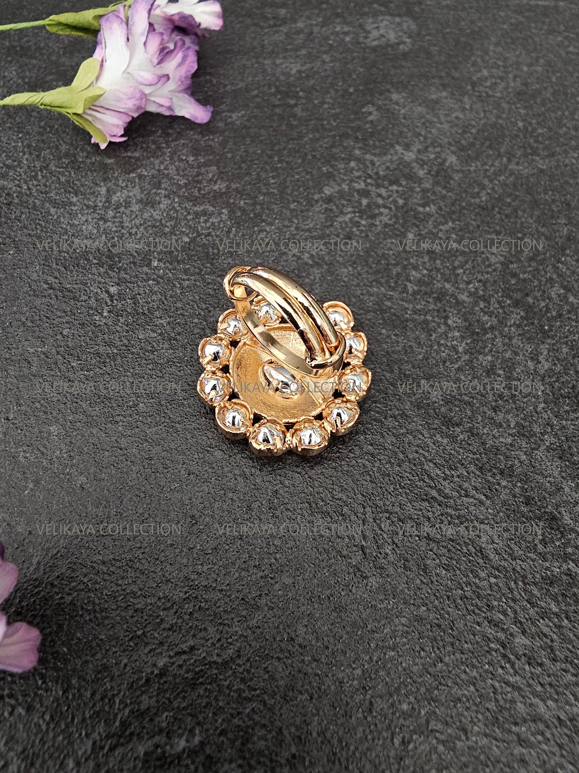 Meenakari Kundan Ring - Ruby White