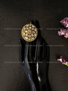 Round Pearl Kundan Ring