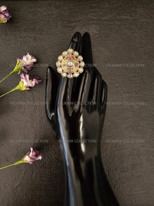 Meenakari  Kundan Ring - Pink